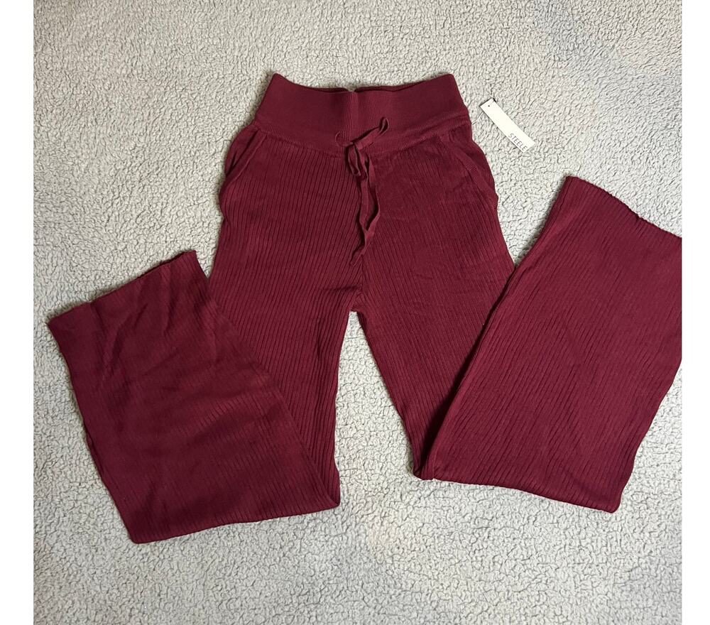 Steele Burgundy Ribbed Knit pants Medium (B150241)